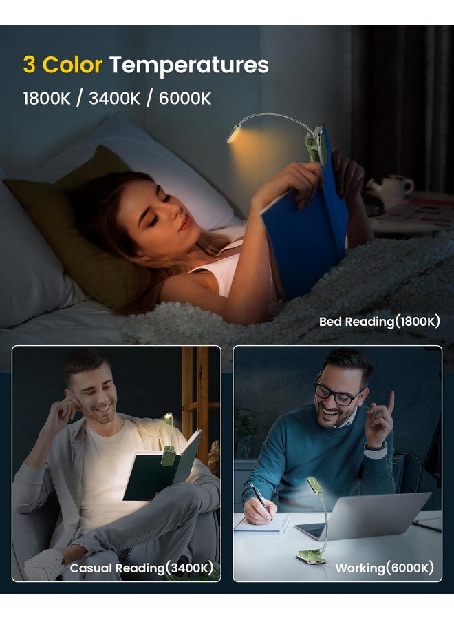 Glocusent Posh Premium Book Light for Reading in Bed with Timer, 16-LED Rechargeable Reading Light Runs 160hrs, 1800K Eyecaring Clip on Book Light, 3 Colors & 5 Brightness Levels, Perfect for Readers - Image 3