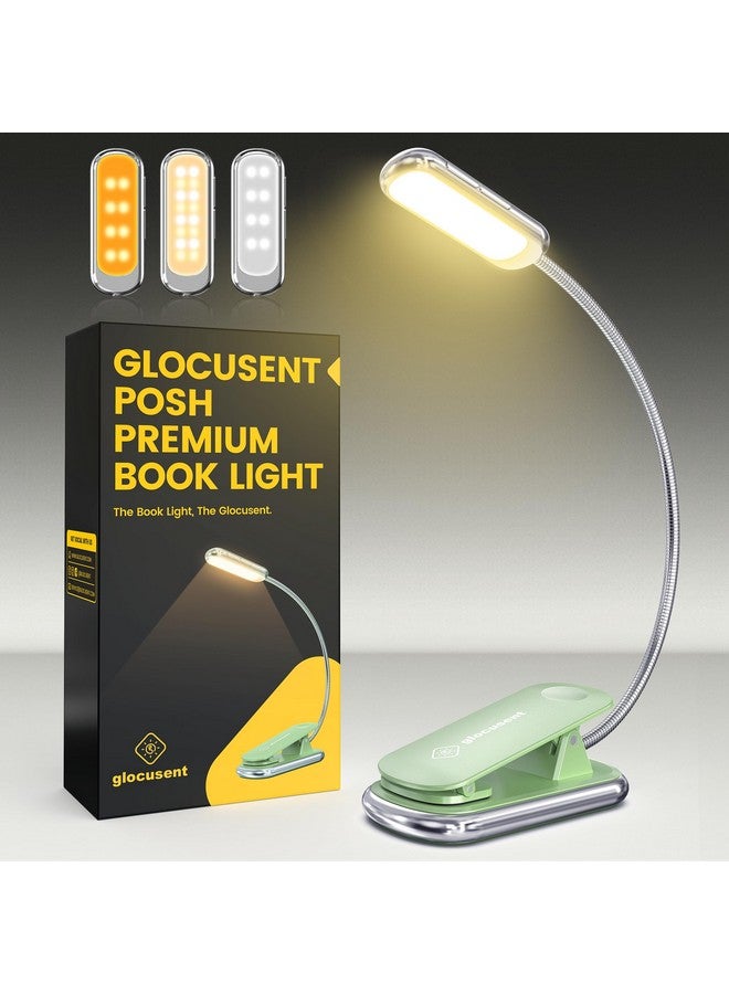 Glocusent Posh Premium Book Light for Reading in Bed with Timer, 16-LED Rechargeable Reading Light Runs 160hrs, 1800K Eyecaring Clip on Book Light, 3 Colors & 5 Brightness Levels, Perfect for Readers - Image 1