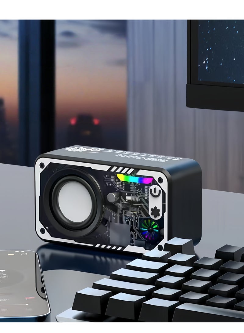 Transparent Colorful Light Bluetooth Speaker Transparent Mecha Styling Support TF Card Playback Large Capacity Battery Life - Image 1