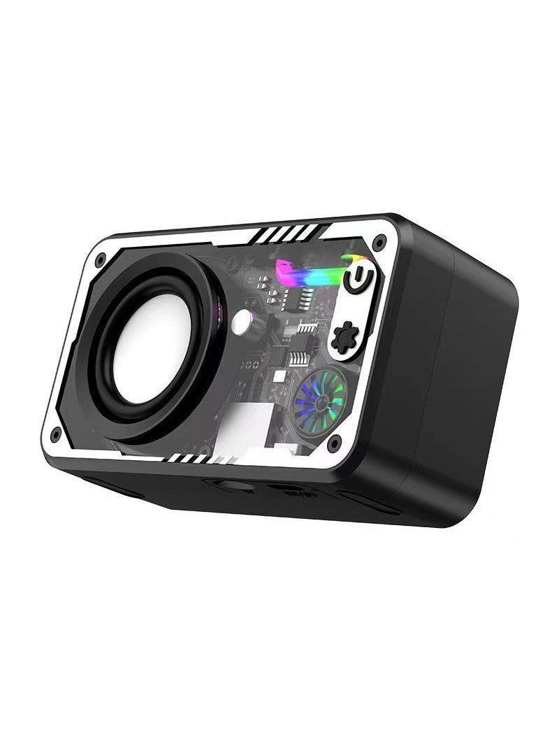 Transparent Colorful Light Bluetooth Speaker Transparent Mecha Styling Support TF Card Playback Large Capacity Battery Life - Image 2
