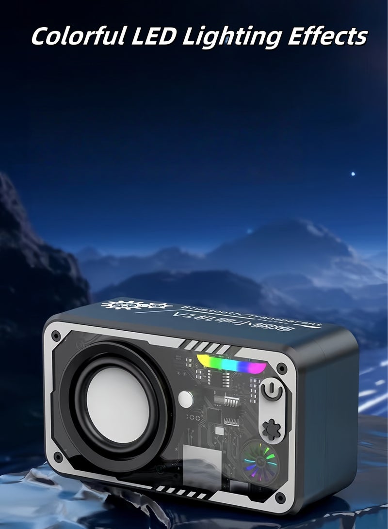 Transparent Colorful Light Bluetooth Speaker Transparent Mecha Styling Support TF Card Playback Large Capacity Battery Life - Image 3
