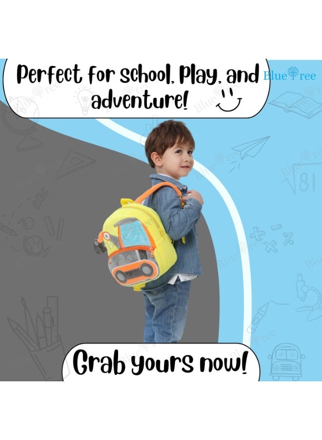 blue tree School Bag for Cute kids for (1-6 Years), Soft Plush Excavator Truck Bag for toddlers, Embroidery Travel Backpack for Baby Boys and Girls - Image 3