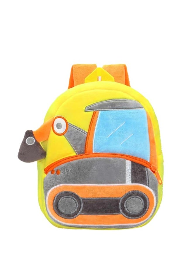 blue tree School Bag for Cute kids for (1-6 Years), Soft Plush Excavator Truck Bag for toddlers, Embroidery Travel Backpack for Baby Boys and Girls - Image 1