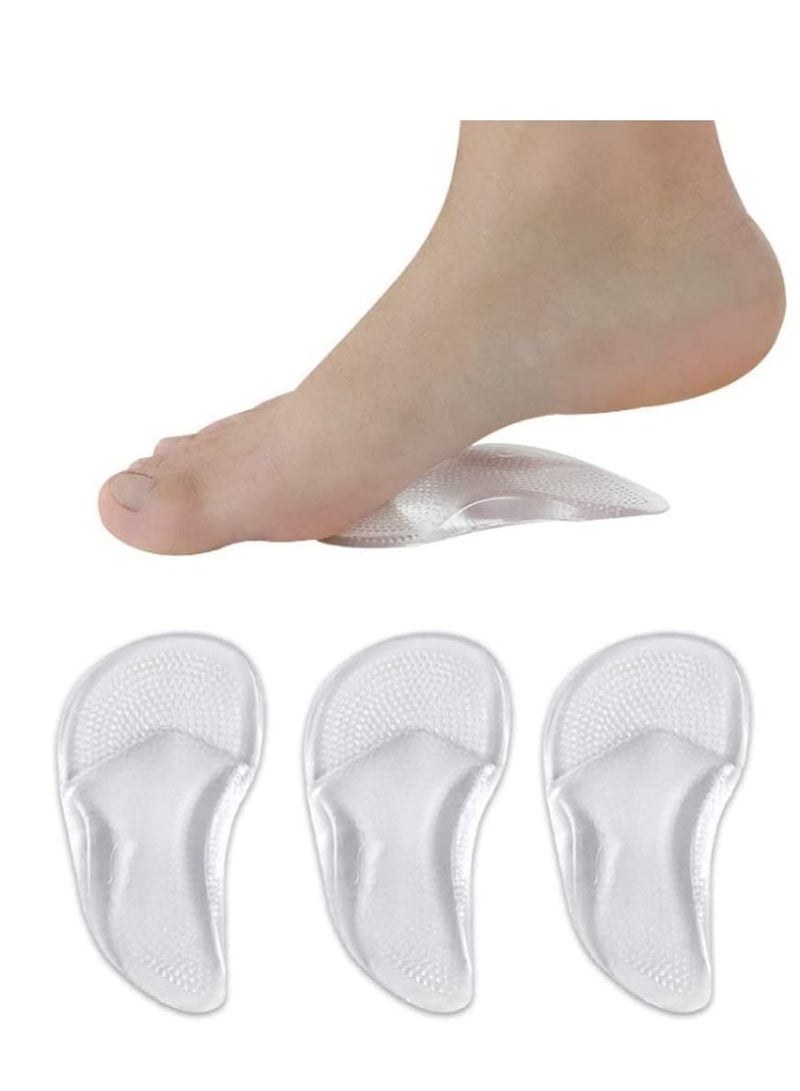 2Pairs Gel Insoles Women Clear Metatarsal Pads Shoe Arch Support Sleeve Flat Feet Adhesive Reusable Cushions Inserts Foot Supports for Cushioning and Pain Relief - Image 1