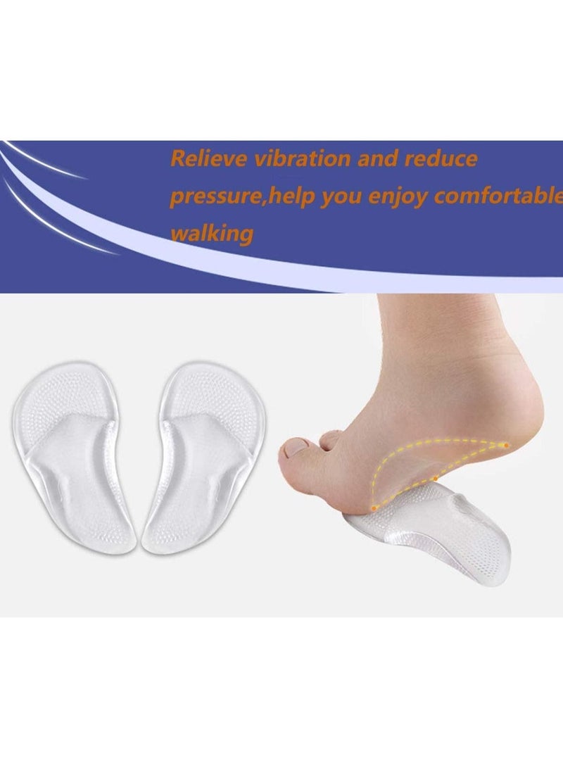 2Pairs Gel Insoles Women Clear Metatarsal Pads Shoe Arch Support Sleeve Flat Feet Adhesive Reusable Cushions Inserts Foot Supports for Cushioning and Pain Relief - Image 4