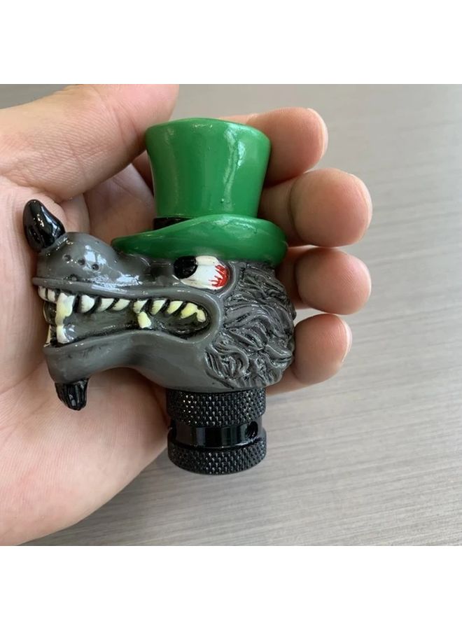 Universal Manual Shift Knob Green Cowboy Wolf Design Skull Gear for Halloween Car Interior Decoration Accessories - Image 4