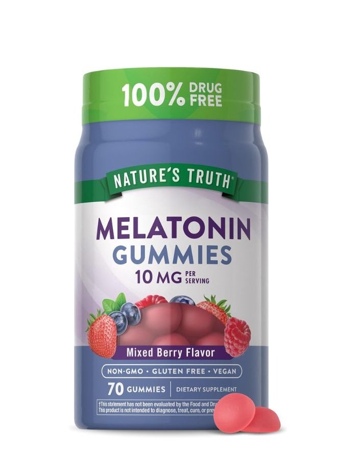 Nature's Truth - Nature's Truth Melatonin Gummies 10mg | 70 Count | Berry Flavor | Vegan, Non-GMO, and Gluten Free Supplement - Image 1