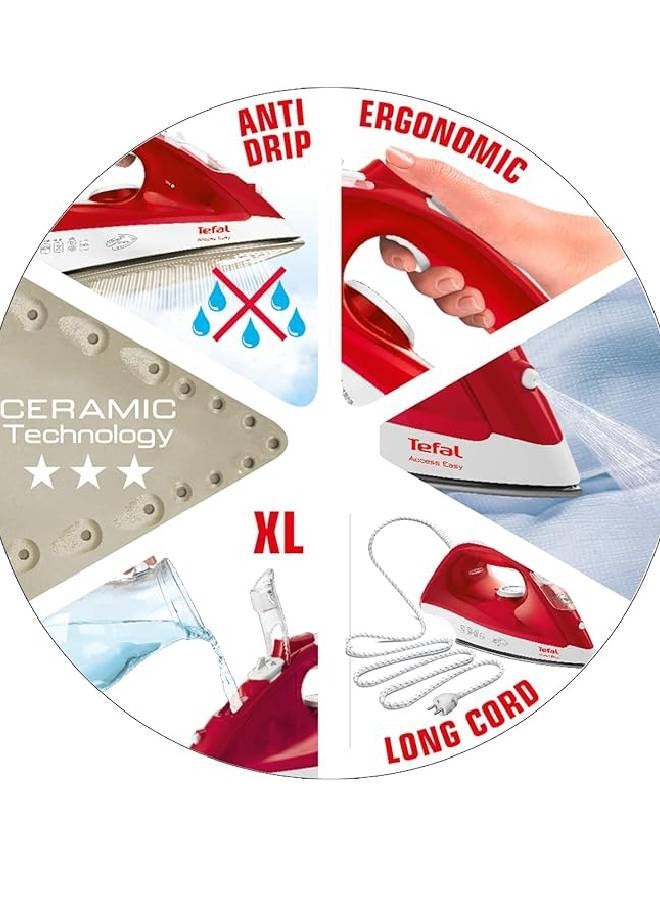 Tefal Dry Iron 1.4 L 2400 W FV5715M0 Red - Image 2