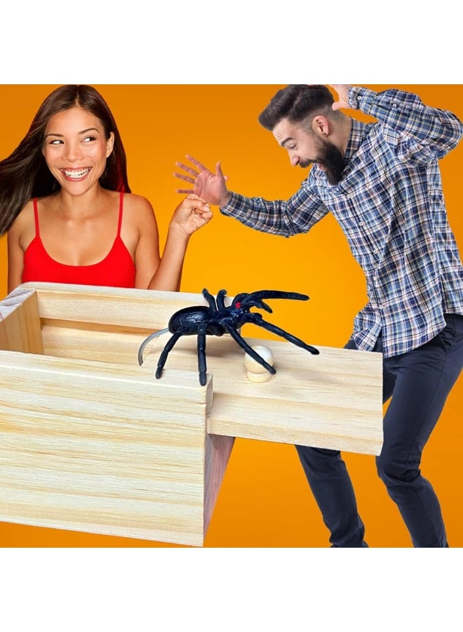 Jishi Prank Gift Box with Spider Surprise  Hilarious Gag for Adults Kids  Wooden Prank Box for Cash Gifts Christmas Stocking Stuffers - Image 1