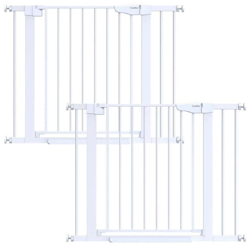 Cumbor 2 Pack 297406 Baby Gate for Stairs Moms Choice Awards WinnerDog Gate for Doorways Pressure Mounted Self Closing Pet Gates for Dogs Indoor Safety Child Gate with Easy Walk Thru Door
