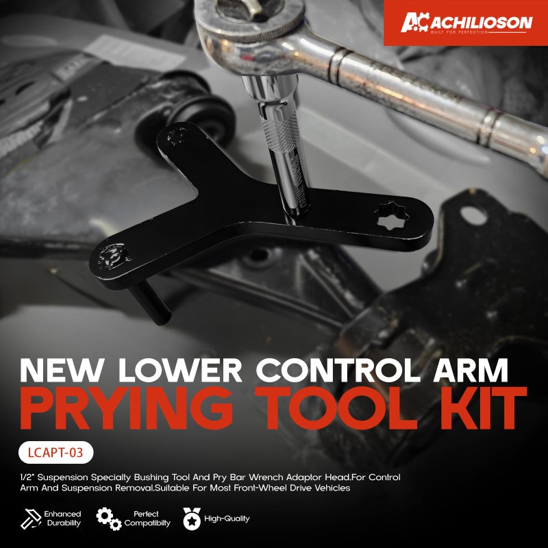 Achilioson Lower Control Arm Prying Tool Kit,for Control Arm and Suspension Removal,Suitable for Most Front-Wheel Drive Vehiclesï¼Œ1/2" Suspension Specialty Bushing Tool and Pry Bar Wrench Adaptor Head - Image 2