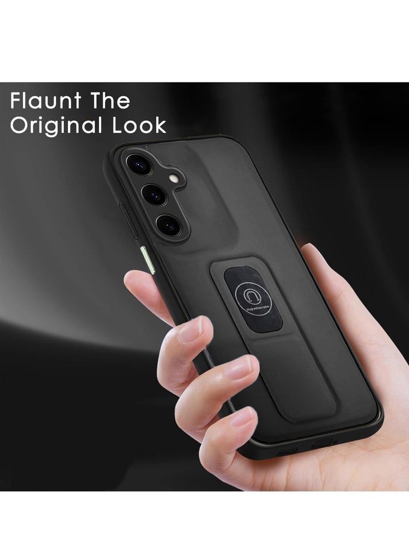 Techie Stylish TPU Silicone Back Cover Case with Magnetic Secure Hand Grip Kickstand for Samsung Galaxy A16 – Black - Image 5