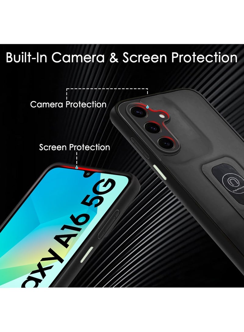Techie Stylish TPU Silicone Back Cover Case with Magnetic Secure Hand Grip Kickstand for Samsung Galaxy A16 – Black - Image 3