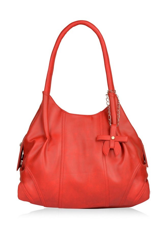Fostelo Fostelo Women's Vegan Leather Classics Handbags Shoulder Hobo Bag Ladies Purse (Red) (Large)  - Image 1