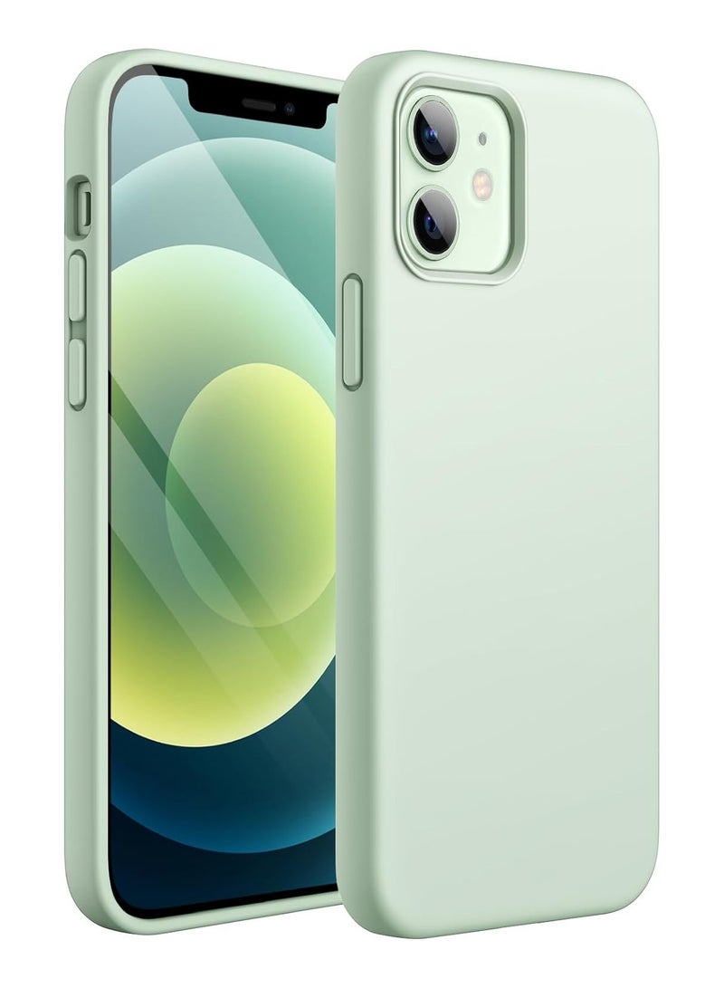 أكاليكس جراب سيليكون متوافق مع iPhone 12/12 Pro، سيليكون سائل رفيع، طبقات من المطاط الهلامي الناعم المقاوم للصدمات، جراب حماية للهاتف مع بطانة من مادة TPU (أخضر فاتح) - Image 1