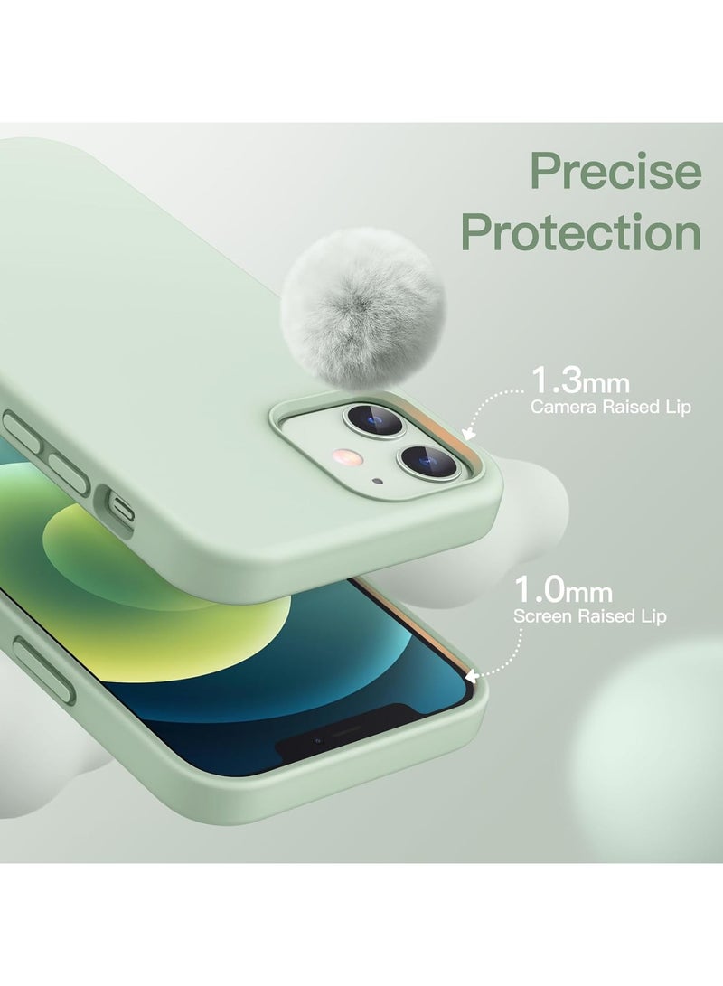أكاليكس جراب سيليكون متوافق مع iPhone 12/12 Pro، سيليكون سائل رفيع، طبقات من المطاط الهلامي الناعم المقاوم للصدمات، جراب حماية للهاتف مع بطانة من مادة TPU (أخضر فاتح) - Image 5