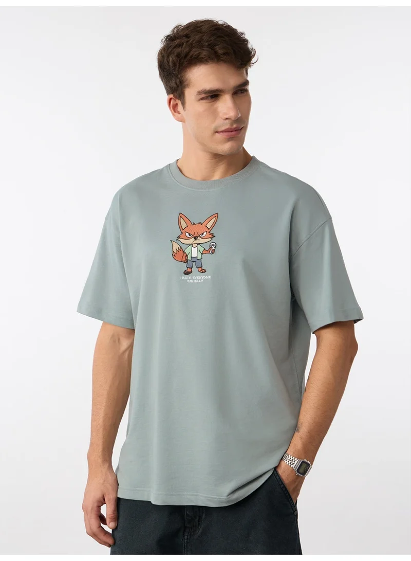 ذا سوليد ستور The Souled Store: Hating Fox Men and Boys Half Sleeves Round Neck Graphic Printed Cotton Oversized Lightweight Casual Streetwear T-Shirt