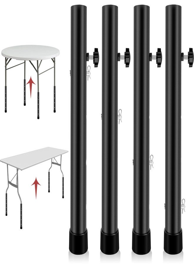 Laowu Table Leg Extenders for Folding Tables, Folding Table Legs Extensions for Straight and Bent Legs, Heavy Duty Steel 4 Levels Adjustable Folding Table Leg Risers, Raise Table Height - Image 1
