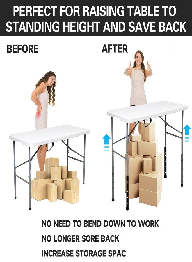 Laowu Table Leg Extenders for Folding Tables, Folding Table Legs Extensions for Straight and Bent Legs, Heavy Duty Steel 4 Levels Adjustable Folding Table Leg Risers, Raise Table Height - Image 3