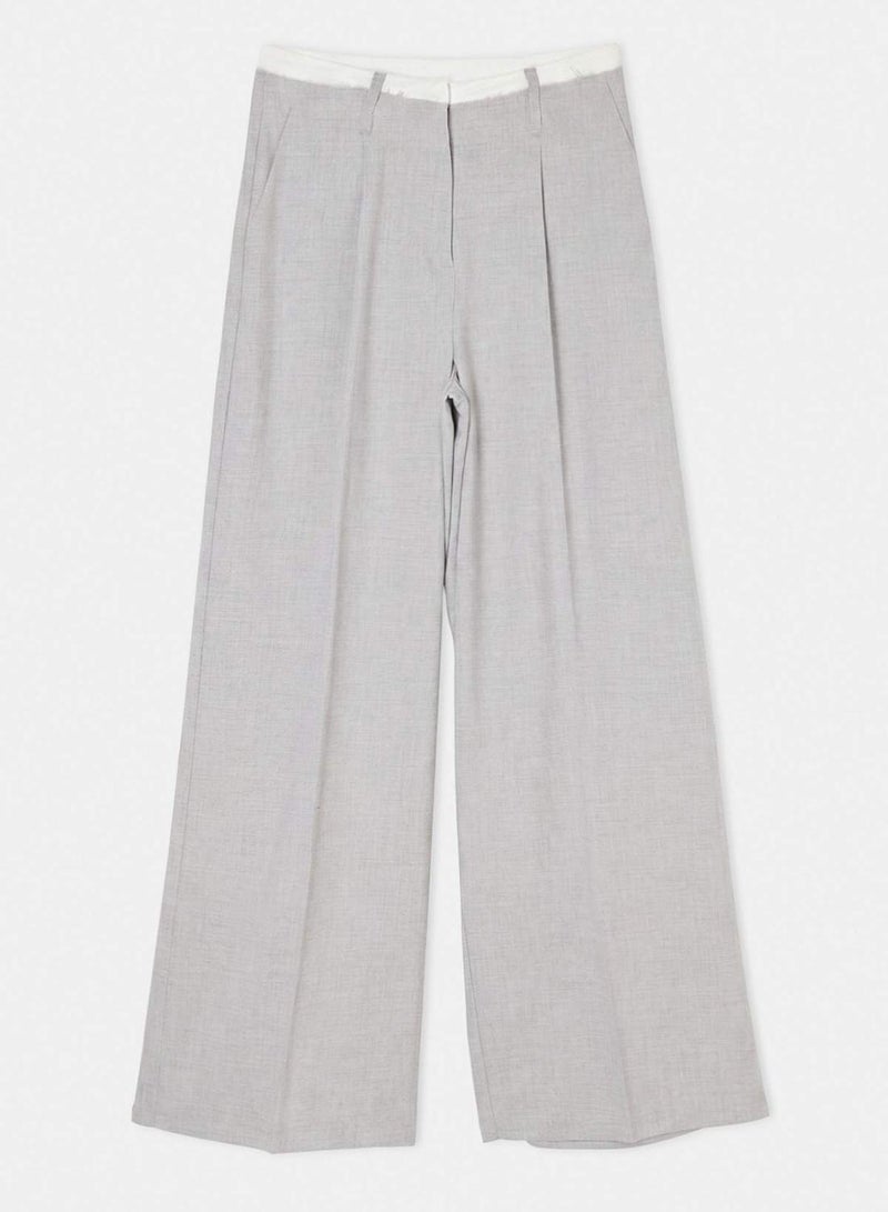 trendyol Gray Waist Detailed Wideleg Trousers - Image 4