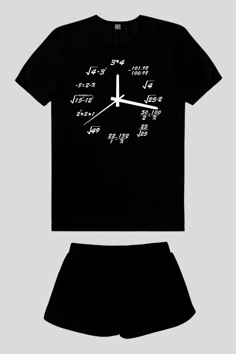 روك اند رول What Time Is It Black Short Sleeve Women's Shorts Set