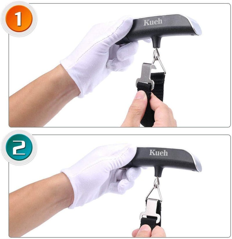 Kueh Portable Digital Luggage Scale - 110 lbs/50 kg Capacity, Battery Included (Silver+Black) - Image 5