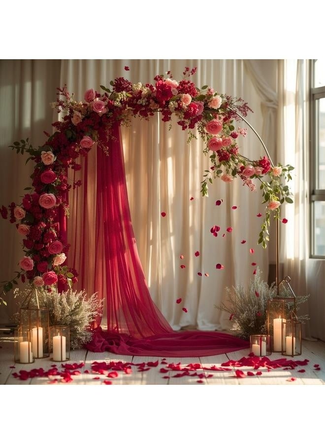 Wedding Arch Draping Fabric, 1 Panel Burgundy Sheer Backdrop Curtain Tulle Fabric Drapery for Arbor Wedding Archway Ceremony Party Ceiling Decor Backdrop  - Image 5