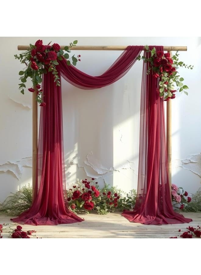 Wedding Arch Draping Fabric, 1 Panel Burgundy Sheer Backdrop Curtain Tulle Fabric Drapery for Arbor Wedding Archway Ceremony Party Ceiling Decor Backdrop  - Image 2