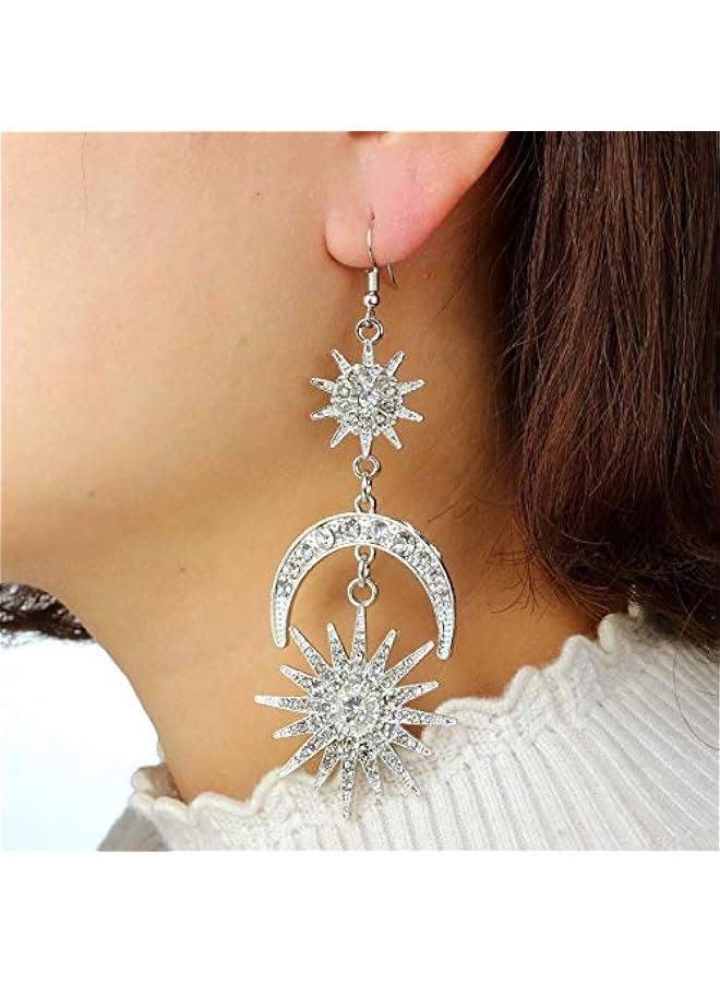 Women's Earrings - Sun, Moon and Star Celestial Earrings, Hypoallergenic Bohemian Style Jewelry, Great Birthday Gift for Women - Image 2