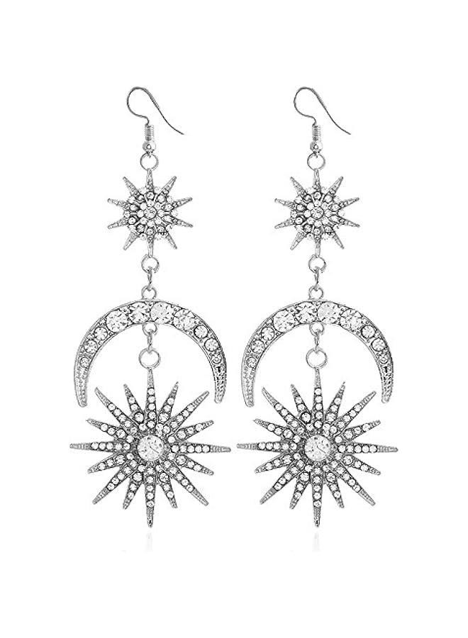 Women's Earrings - Sun, Moon and Star Celestial Earrings, Hypoallergenic Bohemian Style Jewelry, Great Birthday Gift for Women - Image 1