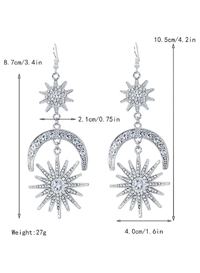 Women's Earrings - Sun, Moon and Star Celestial Earrings, Hypoallergenic Bohemian Style Jewelry, Great Birthday Gift for Women - Image 3