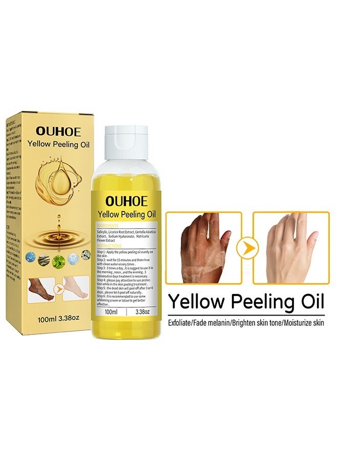 OUHOE 100ml Super Strength Yellow Peeling Oil Exfoliating Dark Skin for Body, Yellow Peeling Oil Body Whitening Skins, Butter Peeling Lightening Brighten Complexion for Cleansing and Moisturizing  - Image 1