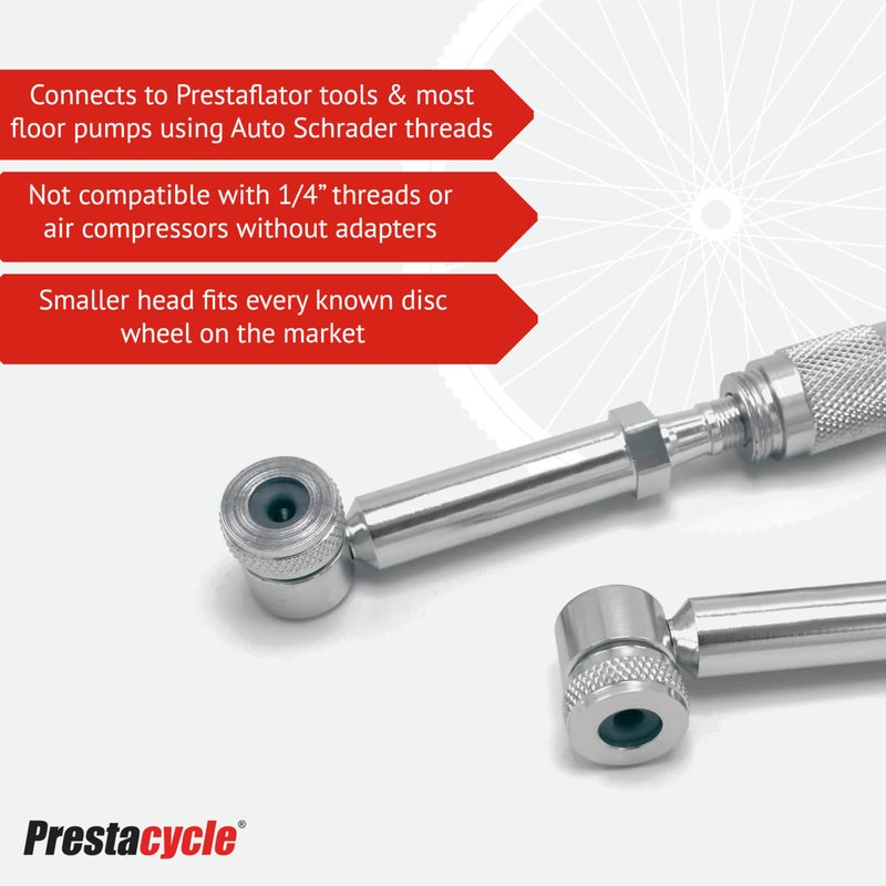 Prestacycle Disc Wheel Mini Presta Head â€“ Compact Alloy Presta Valve Adapter with Urethane Gasket â€“ For Prestaflator & Floor Pumps â€“ Fits All Disc Wheels â€“ Schrader Thread Compatible - Image 3