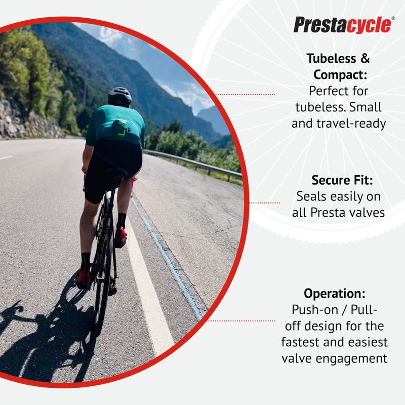 Prestacycle Disc Wheel Mini Presta Head â€“ Compact Alloy Presta Valve Adapter with Urethane Gasket â€“ For Prestaflator & Floor Pumps â€“ Fits All Disc Wheels â€“ Schrader Thread Compatible - Image 5
