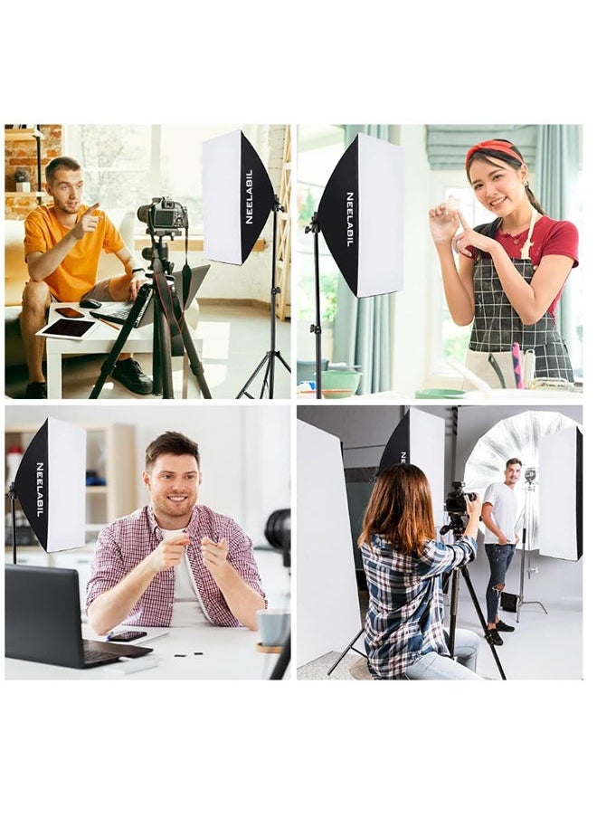 Photography Studio Light Photo Softbox Lighting Kit With 80 Inch Stand E27 Socket Remote