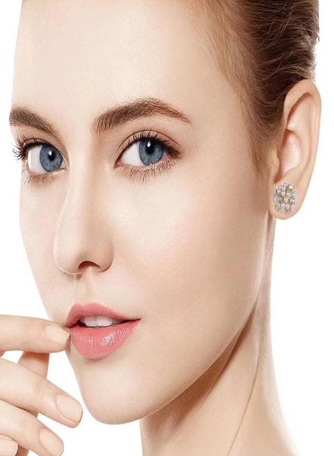 Shejuety women's earrings, silver needle pearl earrings with rhinestone earrings, designed specifically for fashionable women, suitable for both girls and women - various holiday jewelry gifts - Image 2
