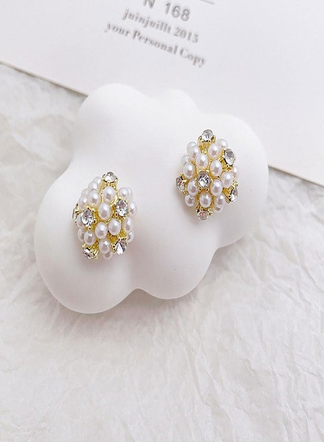 Shejuety women's earrings, silver needle pearl earrings with rhinestone earrings, designed specifically for fashionable women, suitable for both girls and women - various holiday jewelry gifts - Image 3