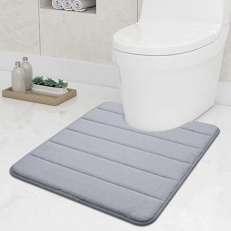 smiry NonSlip Toilet Mat UShape Ultra Absorbent Memory Foam Bathroom Mat 50 x 60 cm Light Grey