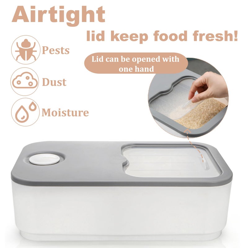 ELFULLY Rice Storage Container, 11 Lbs Plastic Airtight Rice Dispenser with Measuring Cup, Dry Food Storage Bucket Box with Lid, Flour Bin Pet Food Container, Kitchen Organizer for Grain Cereal, White - Image 5