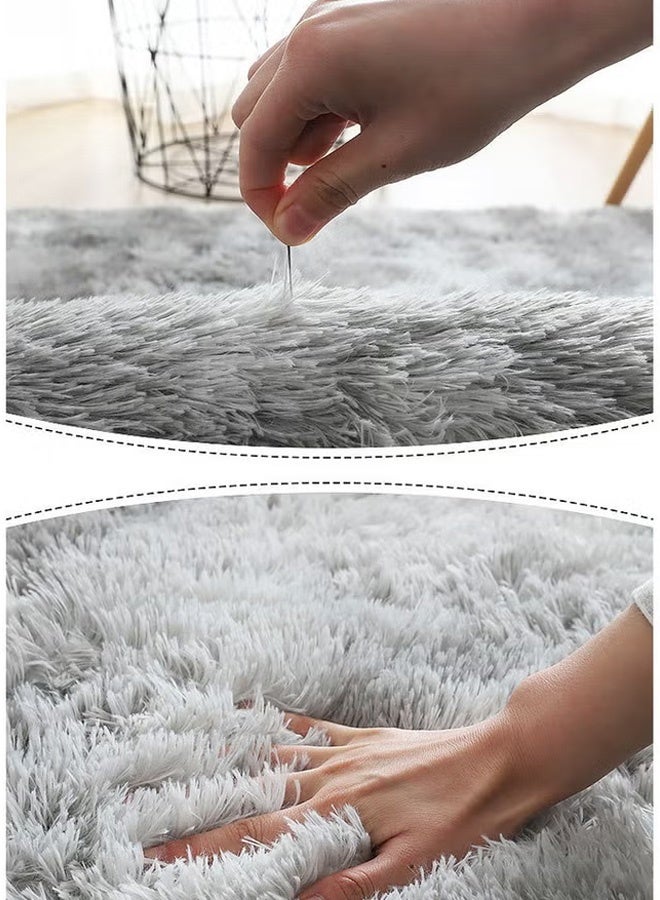 Modern Rugs Fluffy Soft Touch Area Rug Carpet Large for Living Room Bedroom Floor Mat Super Soft Fluffy Area Carpet Anti-Slip Plush Carpet High Pile Tie Dye Carpet for Living Room Bedroom Kids Room Grey - Image 5