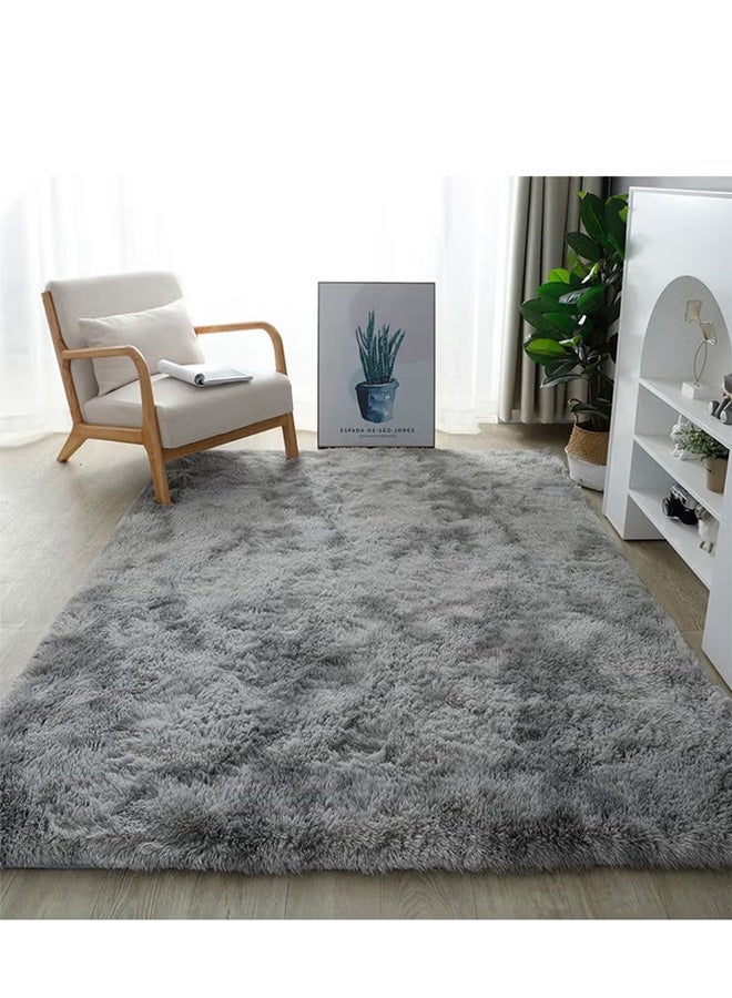 Modern Rugs Fluffy Soft Touch Area Rug Carpet Large for Living Room Bedroom Floor Mat Super Soft Fluffy Area Carpet Anti-Slip Plush Carpet High Pile Tie Dye Carpet for Living Room Bedroom Kids Room Grey - Image 2