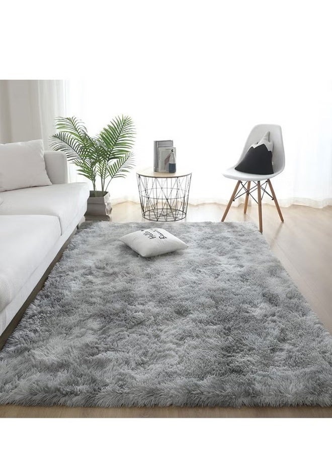 Modern Rugs Fluffy Soft Touch Area Rug Carpet Large for Living Room Bedroom Floor Mat Super Soft Fluffy Area Carpet Anti-Slip Plush Carpet High Pile Tie Dye Carpet for Living Room Bedroom Kids Room Grey - Image 3