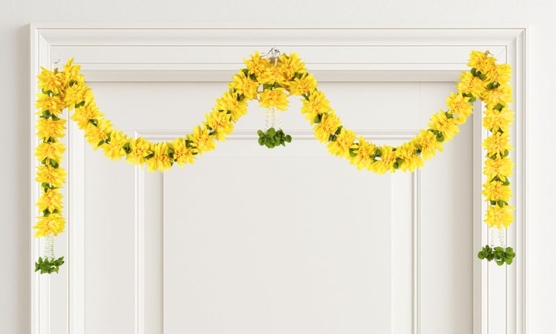 Daedal Crafters Jasminum Door Set Toran for Main Door Entrance, Reusable Thoran for Mandir & Living Room Décor, Bandarwal for Festival Decoration, Flower Hanging for Home Décor (40x18 inch) - Image 2