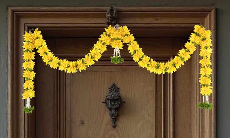 Daedal Crafters Jasminum Door Set Toran for Main Door Entrance, Reusable Thoran for Mandir & Living Room Décor, Bandarwal for Festival Decoration, Flower Hanging for Home Décor (40x18 inch) - Image 1