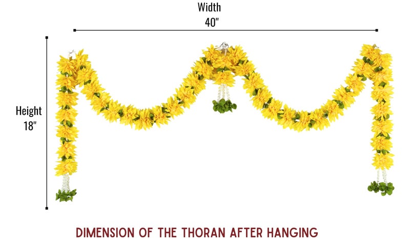 Daedal Crafters Jasminum Door Set Toran for Main Door Entrance, Reusable Thoran for Mandir & Living Room Décor, Bandarwal for Festival Decoration, Flower Hanging for Home Décor (40x18 inch) - Image 3