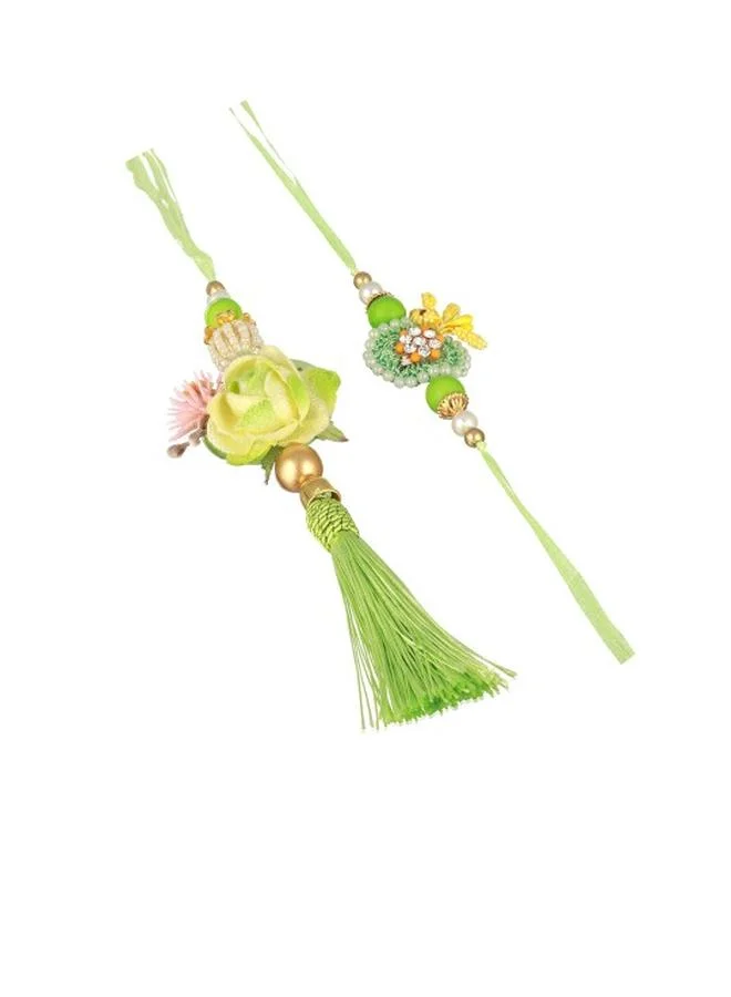 Priyaasi Elegant Women Green Rakhi with pattern and secured with Tie-Ups closure and styled in ideal for moments — a must-have for your statement wardrobe.