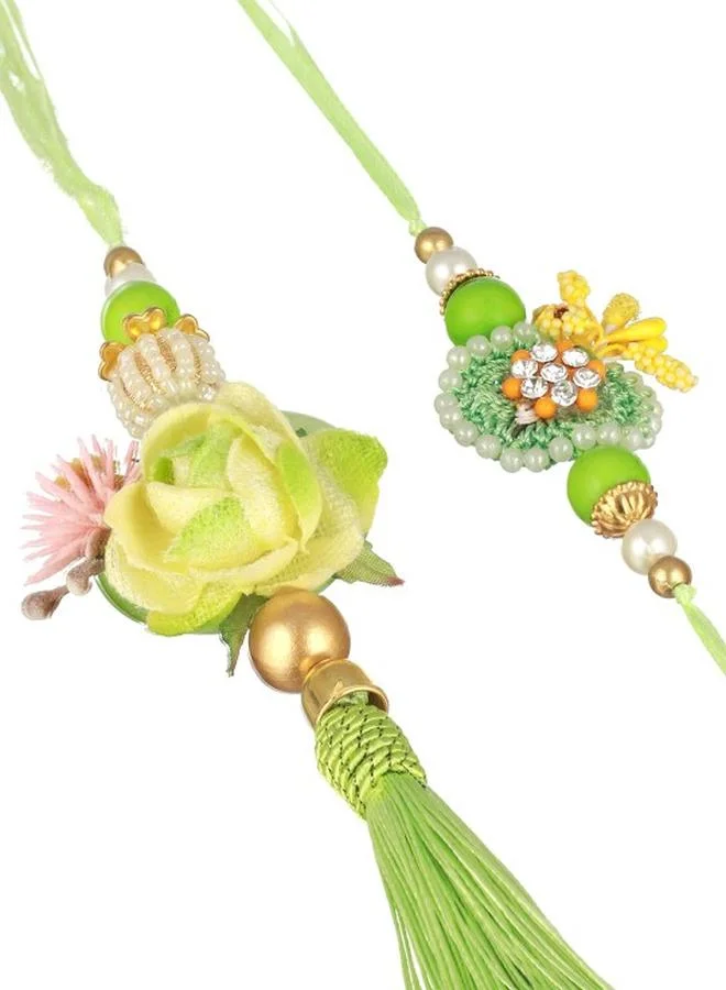 Priyaasi Elegant Women Green Rakhi with pattern and secured with Tie-Ups closure and styled in ideal for moments — a must-have for your statement wardrobe.
