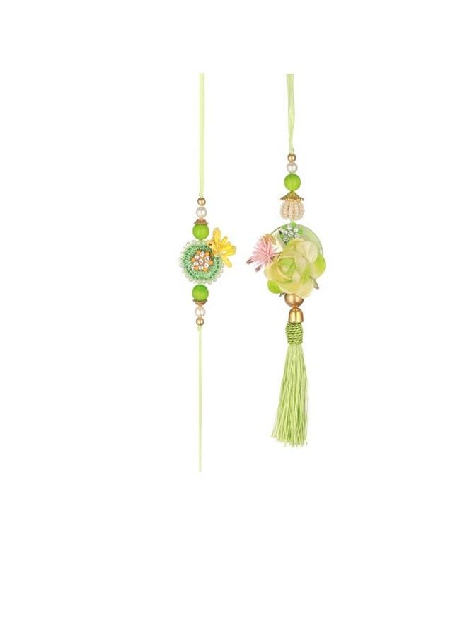 Priyaasi Elegant Women Green Rakhi with pattern and secured with Tie-Ups closure and styled in ideal for moments — a must-have for your statement wardrobe.  - Image 2