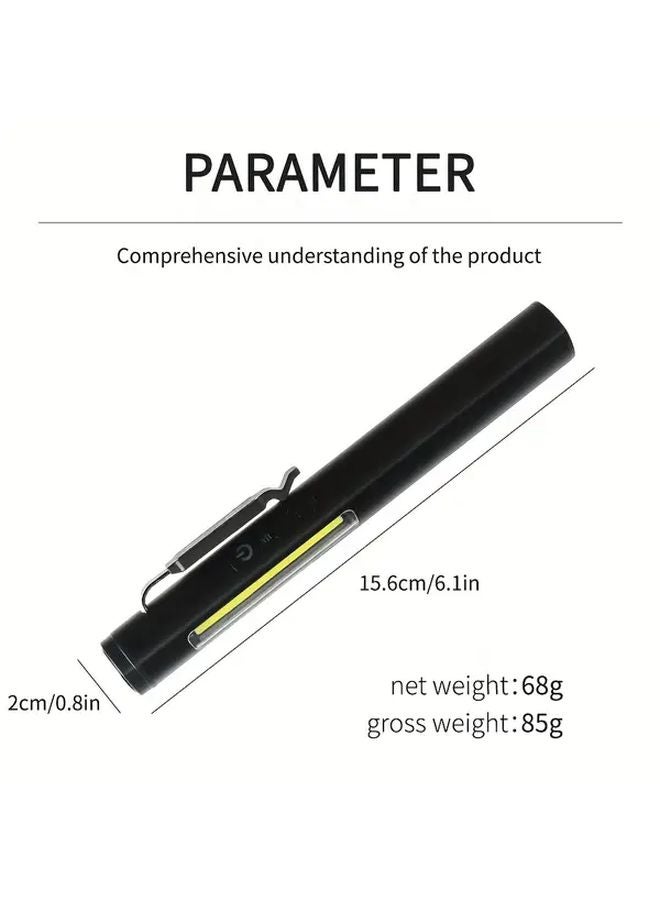Black Heavy Duty Dual Light LED Work Flashlight Magnetic Head USB COB Clamping Light - Image 4