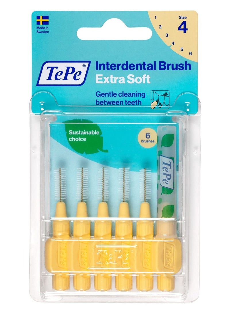 تيبي TePe Interdental Brush Extra Soft Yellow 0.7 mm 6's - Image 1